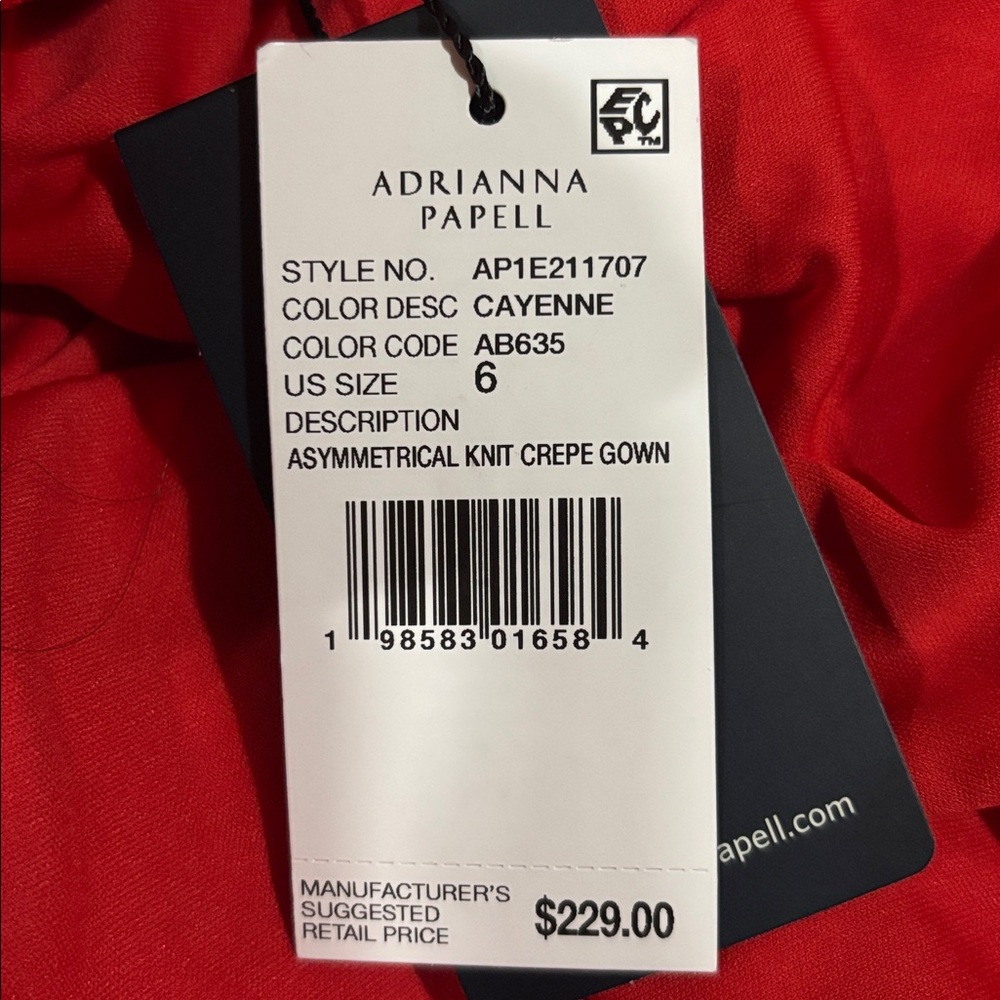 Adrianna Papell  Red Off Shoulder Asymmetric Mermaid Dress 6 - Picture 11 of 12